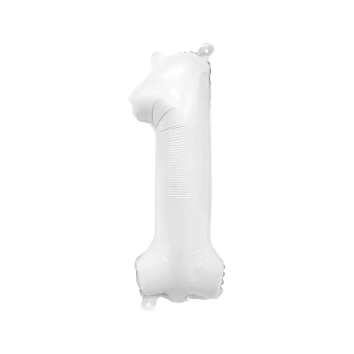 Matte White Mylar Number Balloon 32" (1–3) Ellie's Party Supply
