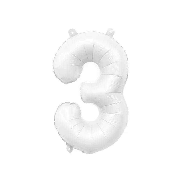 Matte White Mylar Number Balloon 32" (1–3) Ellie's Party Supply