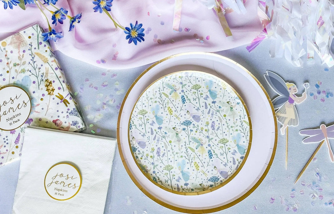 Gold Light Pink Paper Plate (8pcs) - Josi James - 9 Inch Plate