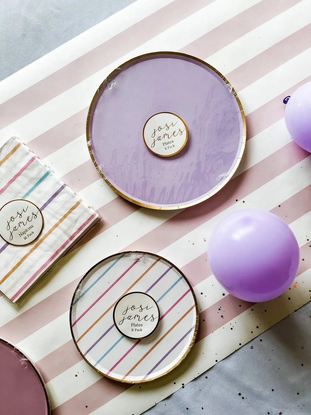 Gold Purple Paper Plate (8pcs) - Josi James - 9 Inch Plate