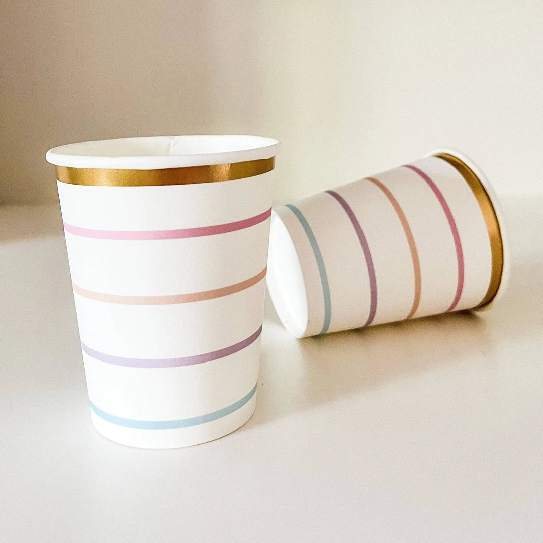 Pastel Striped Cups (8 Per Set) - Josi James - Cups