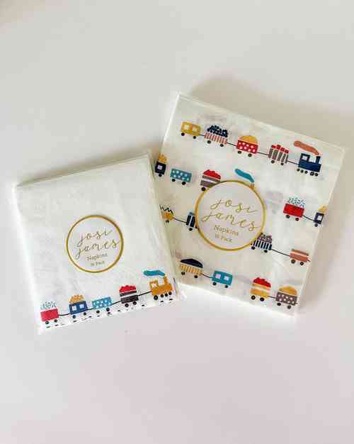 Train Small Disposable Paper Napkins (16pcs) - Josi James - Small Napkins